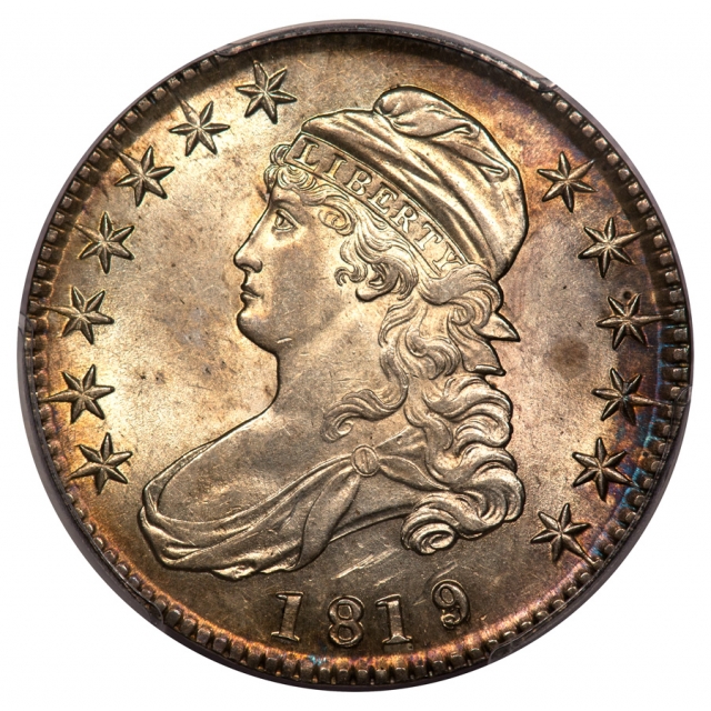 1819/8 50C Small 9 Capped Bust Half Dollar PCGS MS62 O-101