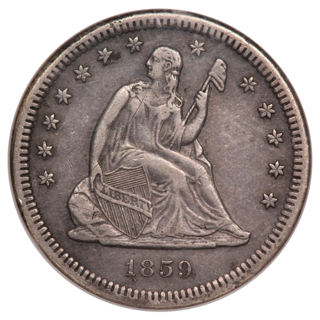 1859-S No Motto Seated Liberty Quarter 25C NGC XF40