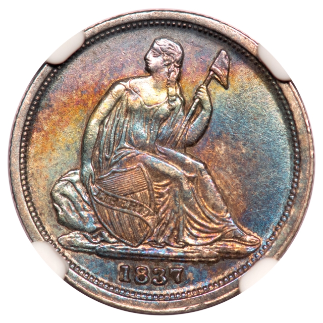 1837 SM DATE SEATED Seated Liberty Dime, No Stars 10C NGC MS61