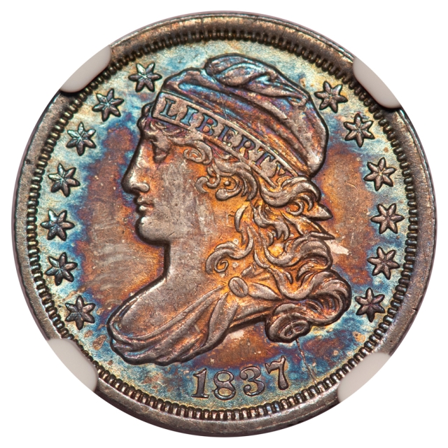 1837 CAPPED Capped Bust Dime, Sm Size JR-4 10C NGC MS64