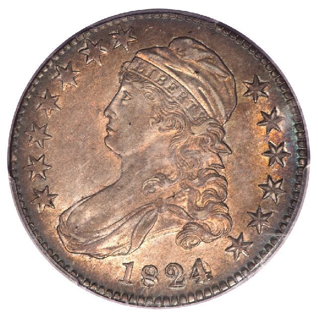 1824 50C Over Various Dates Overton 103 Capped Bust Half Dollar PCGS MS64