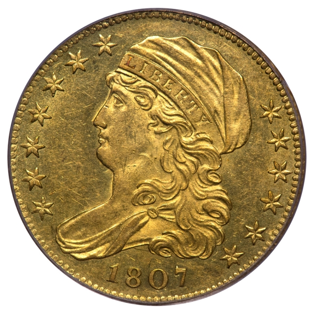 1807 $5 Bust Left Capped Bust Half Eagle PCGS MS62 (CAC)