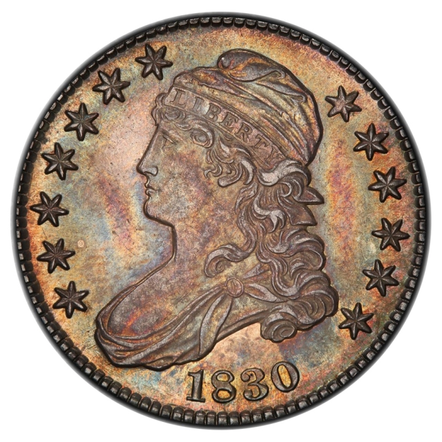 1830 O-107 50C Small 0 Capped Bust Half Dollar PCGS MS64+