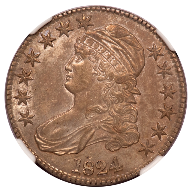 1824 O-106 R4 Capped Bust, Lettered Edge 50C NGC MS62