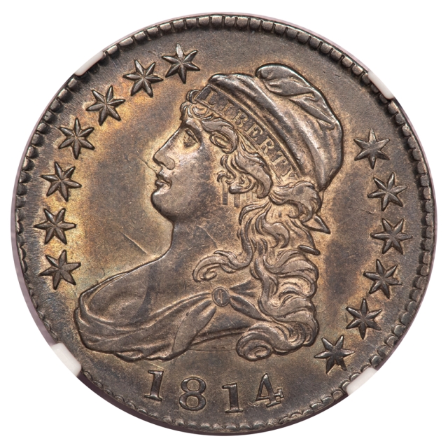 1814 O-109 Capped Bust, Lettered Edge 50C NGC AU58