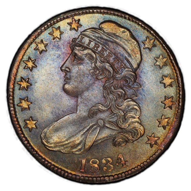 1834 O-109 50C Large Date, Small Letters Capped Bust Half Dollar PCGS MS64