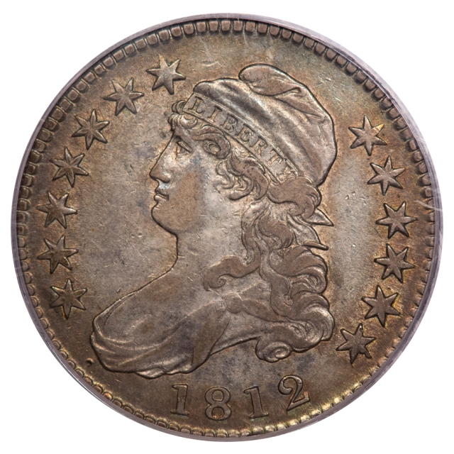 1812 O-104 75 Degree Rotated Reverse 50C Capped Bust Half Dollar PCGS VF35