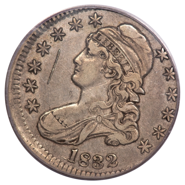 1832 O-112 5% Off Center Triple Dentil 50C Small Letters Capped Bust Half Dollar PCGS Genuine Ex. Logan