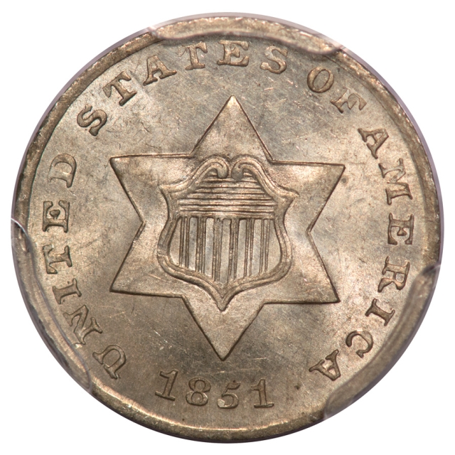1851 3CS Three Cent Silver PCGS MS64