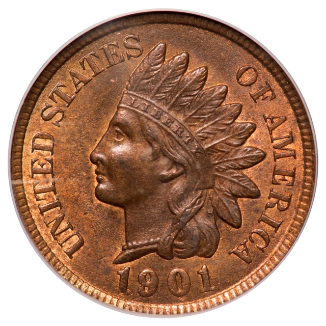 1901 1C Indian Cent - Type 3 Bronze PCGS MS64RB