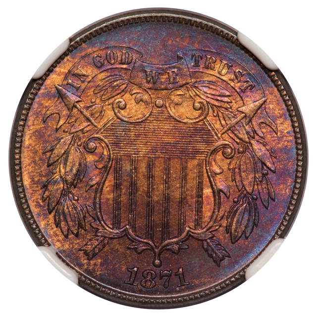 1871 Two Cent Piece 2C NGC MS64RB
