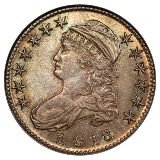 1818/7 Sm 8 O-102A Capped Bust, Lettered Edge 50C NGC FATTY MS62 (CAC)