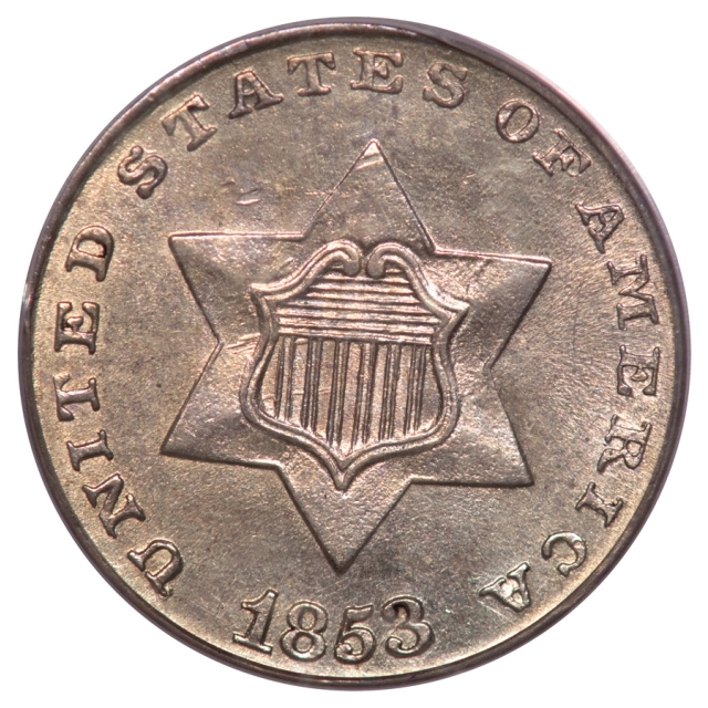 1853 3CS Three Cent Silver PCGS MS62