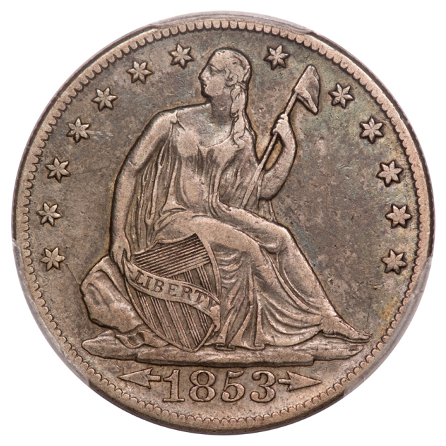 1853 50C Arrows and Rays Liberty Seated Half Dollar PCGS VF30