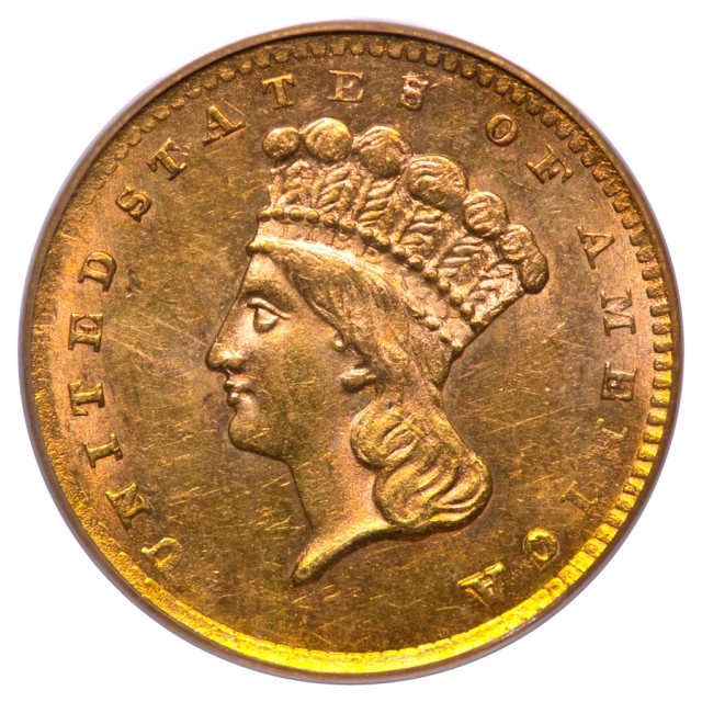 1856 G$1 Slanted 5 Gold Dollar PCGS MS62