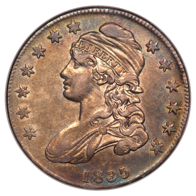 1835 O-105 Capped Bust, Lettered Edge 50C NGC GEN8 AU53