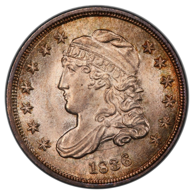 1836 H10C LM-5 Small 5C Capped Bust Half Dime PCGS MS66+ (CAC)