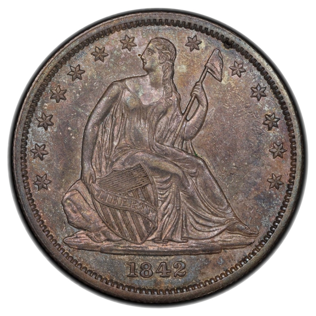 1842 50C Small Date, Rev 1842 Liberty Seated Half Dollar PCGS AU55
