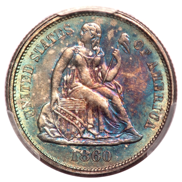 1860 10C Liberty Seated Dime PCGS MS64