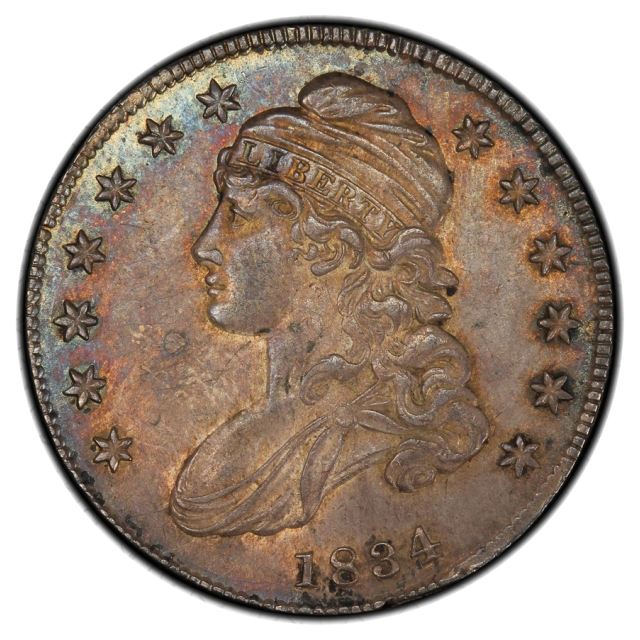 1834 50C Small Date, Small Letters O-118 R4 Capped Bust Half Dollar PCGS MS62