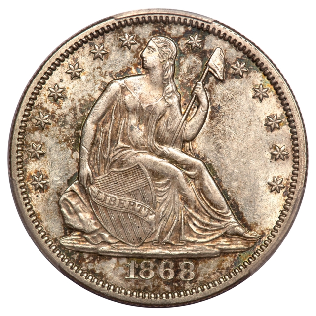 1868 50C Liberty Seated Half Dollar PCGS AU58