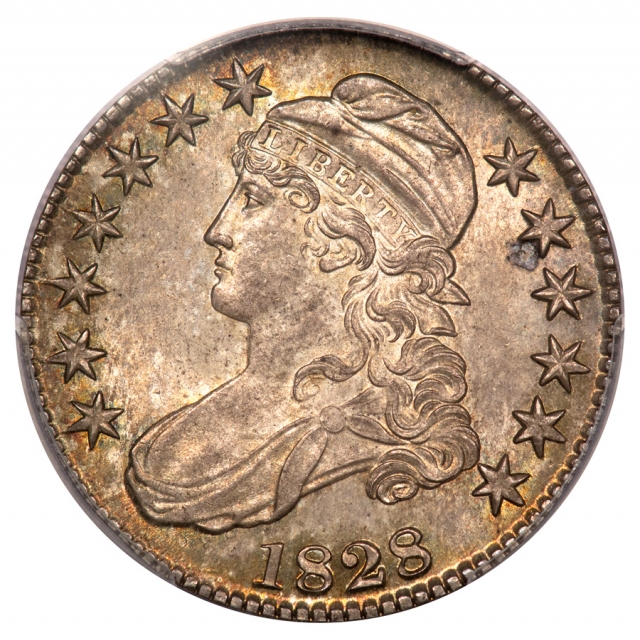 1828 50C Square 2, Small 8, Large Letters Overton 115 Capped Bust Half Dollar PCGS MS64