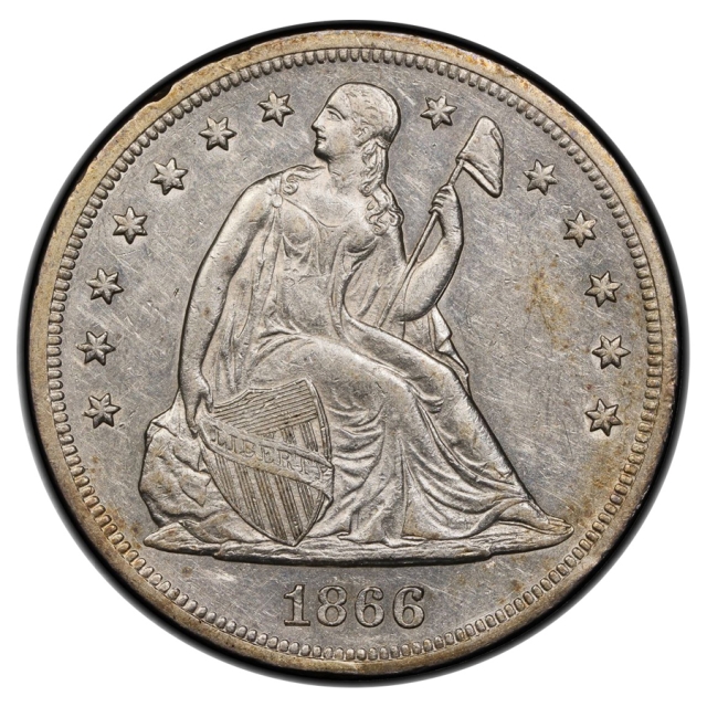 1866 $1 Motto Liberty Seated Dollar PCGS AU50