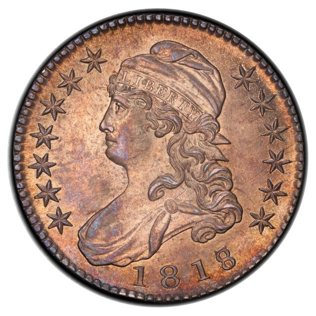 1818/7 50C Large 8 Capped Bust Half Dollar PCGS MS62 (CAC)
