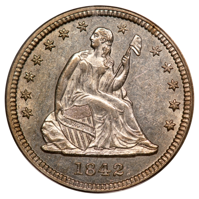 1842-O 25C Large Date Liberty Seated Quarter PCGS AU58