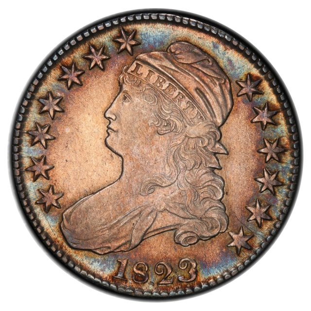 1823 O-101A 50C Patched 3 Capped Bust Half Dollar PCGS AU58