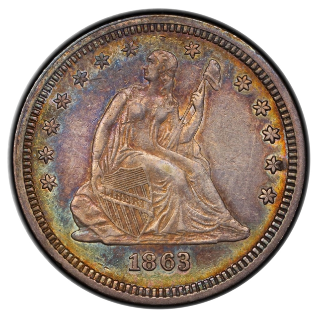 1863 25C Liberty Seated Quarter PCGS XF45