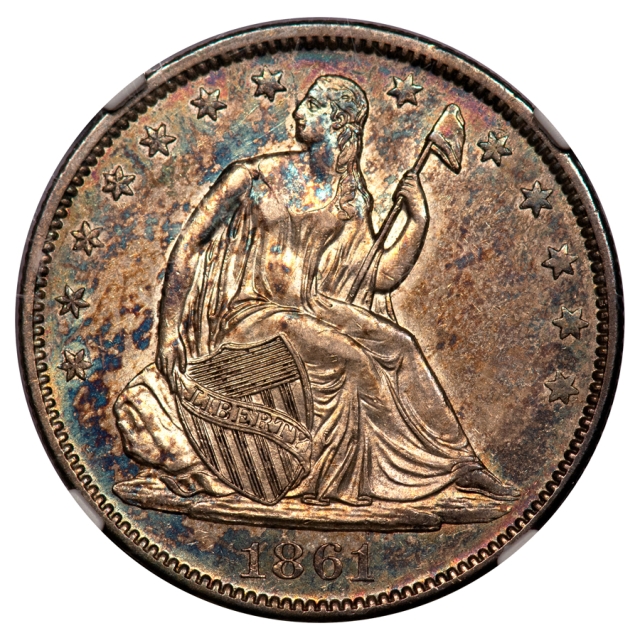 1861 O CSA OBVERSE Seated Liberty Half Dollar - No Motto DIE CRACK 50C NGC AU58