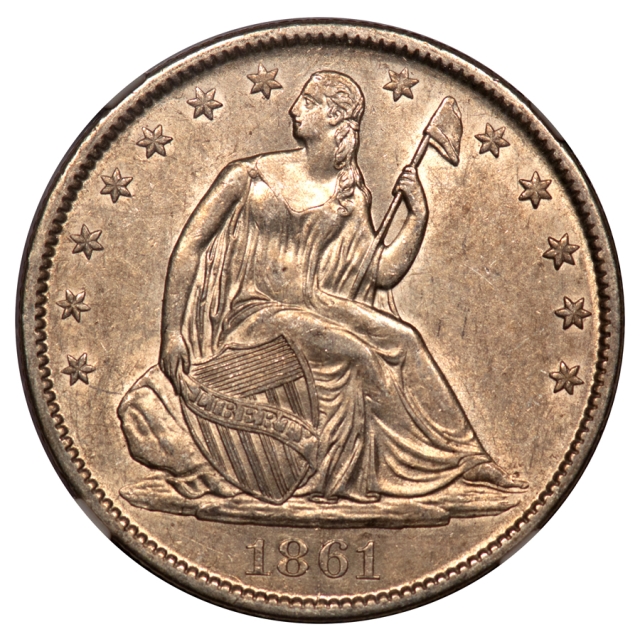 1861 O Seated Liberty Half Dollar - No Motto 50C NGC AU55