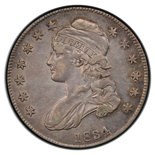 1834 O-111 Double Struck 50C Small Date, Small Let Half Dollar PCGS XF Det.