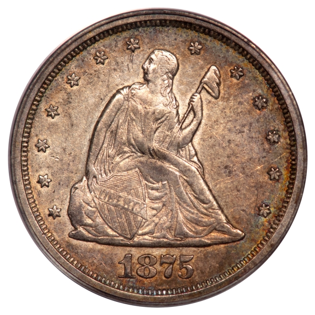 1875-S 20C Twenty Cent PCGS AU50
