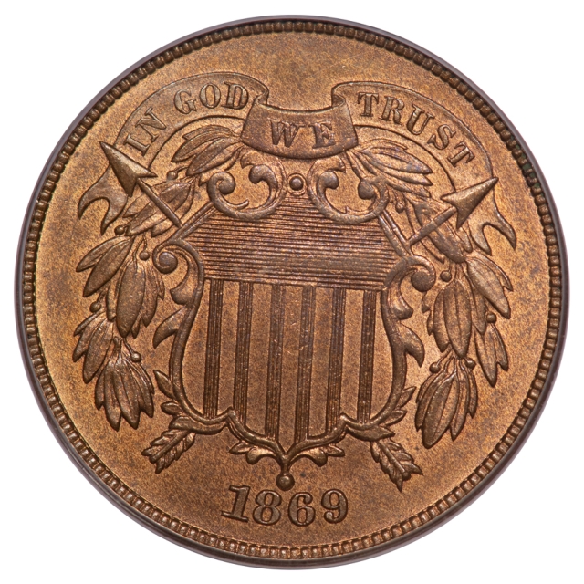1869 2C Two Cent Piece PCGS MS64BN