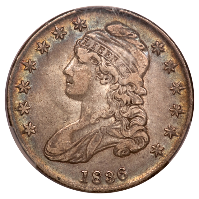 1836 O-122 50C Lettered Edge Capped Bust Half Dollar CACG XF40