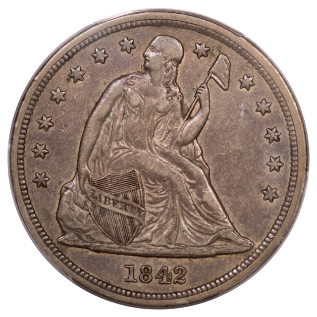 1842 $1 Liberty Seated Dollar PCGS XF45