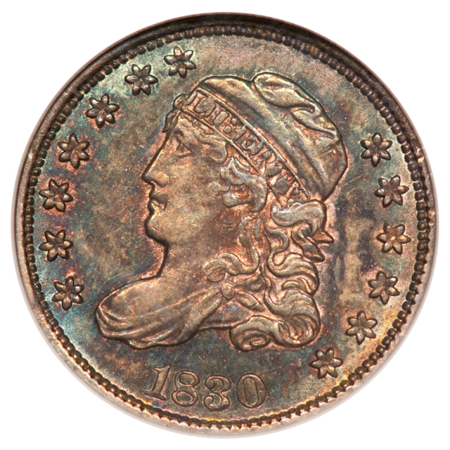 1830 H10C Capped Bust Half Dime MS63 NGC No Line Fatty