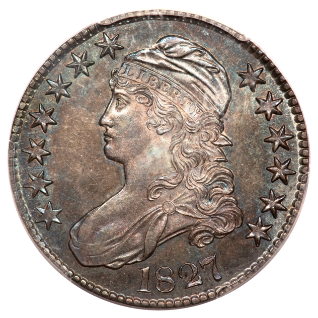 1827 O-108A R4- 50C Square Base 2 Capped Bust Half Dollar PCGS MS63