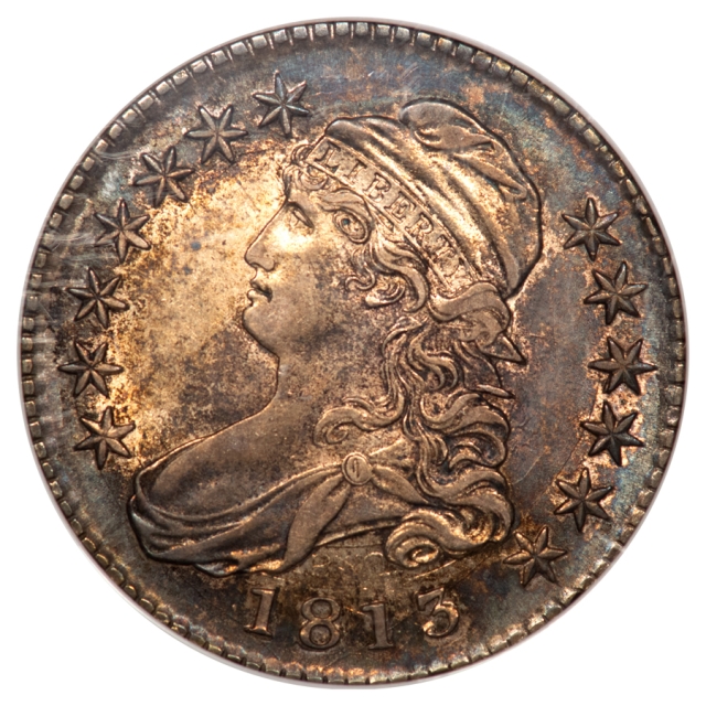 1813 Capped Bust, Lettered Edge O-107 50C NGC AU58