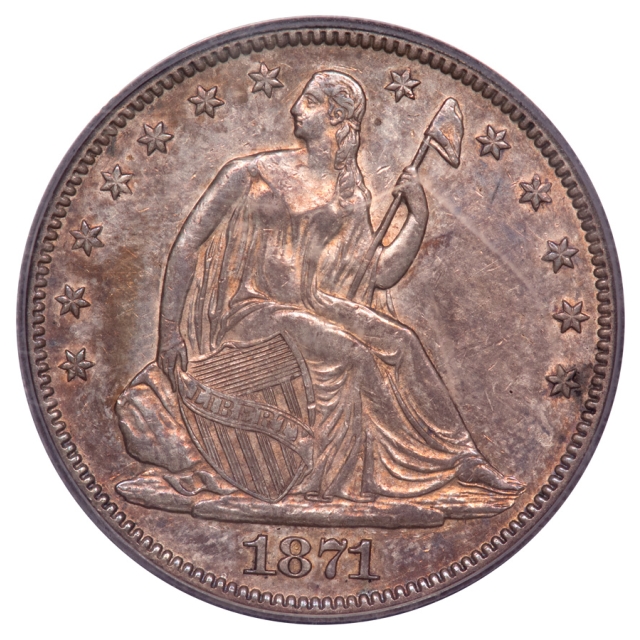 1871 50C Liberty Seated Half Dollar PCGS AU53