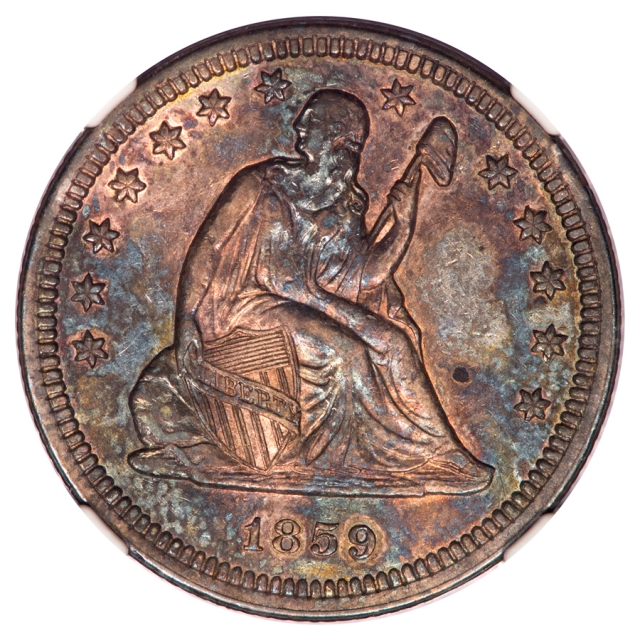 1859 No Motto Seated Liberty Quarter 25C NGC AU55