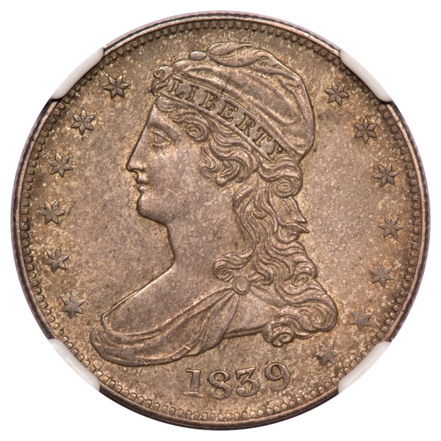 1839 CAPPED Capped Bust, Reeded Edge 50C NGC MS61