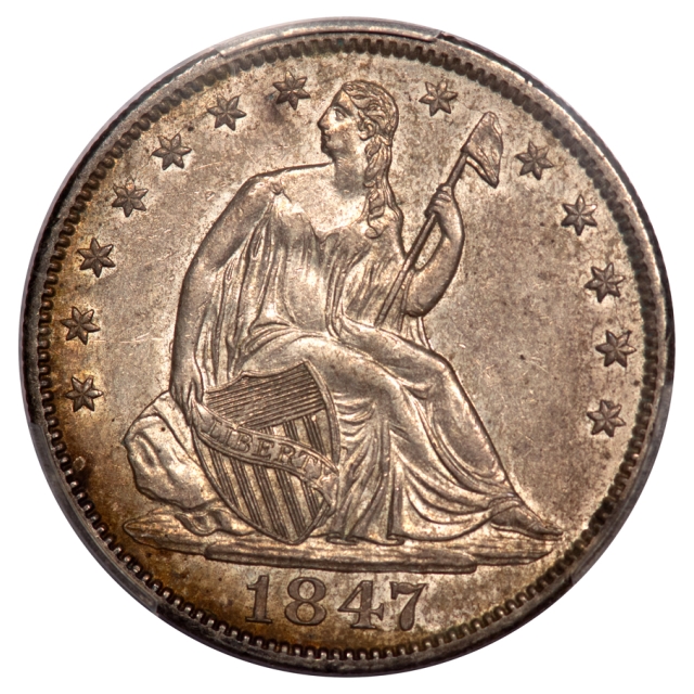 1847 50C Liberty Seated Half Dollar PCGS AU58