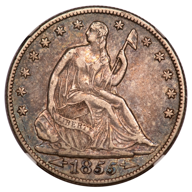 1855-O ARROWS Seated Liberty Half Dollar 50C NGC XF45