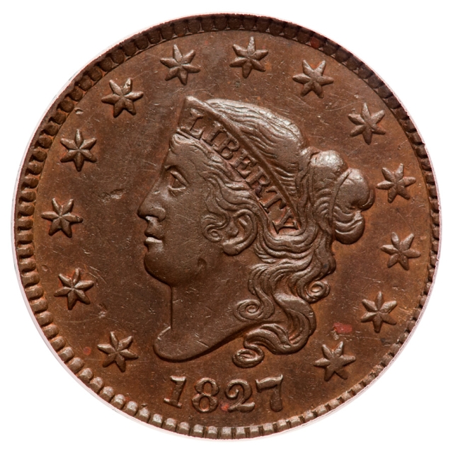1827 1C Coronet Head Cent PCGS AU50BN