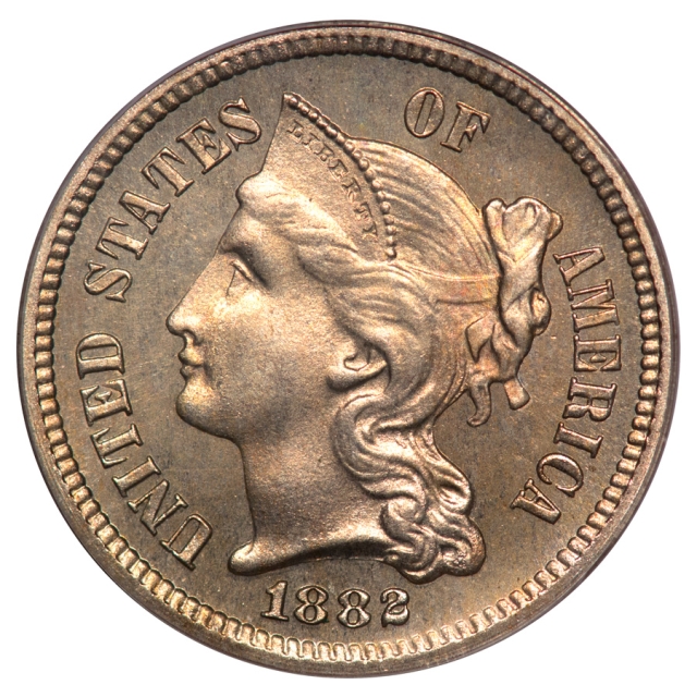 1882 3CN Three Cent Nickel PCGS PR64