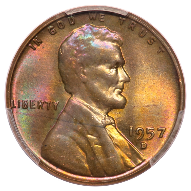 1957-D 1C Lincoln Cent - Type 1 Wheat Reverse PCGS MS66RB