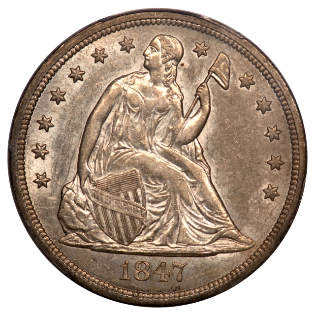 1847 $1 Liberty Seated Dollar PCGS AU58 (CAC)